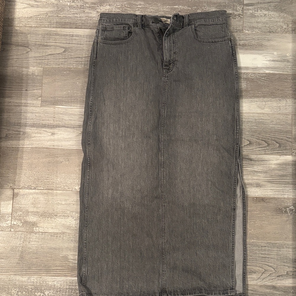Madewell Charcoal Grey Full Length Denim Skirt